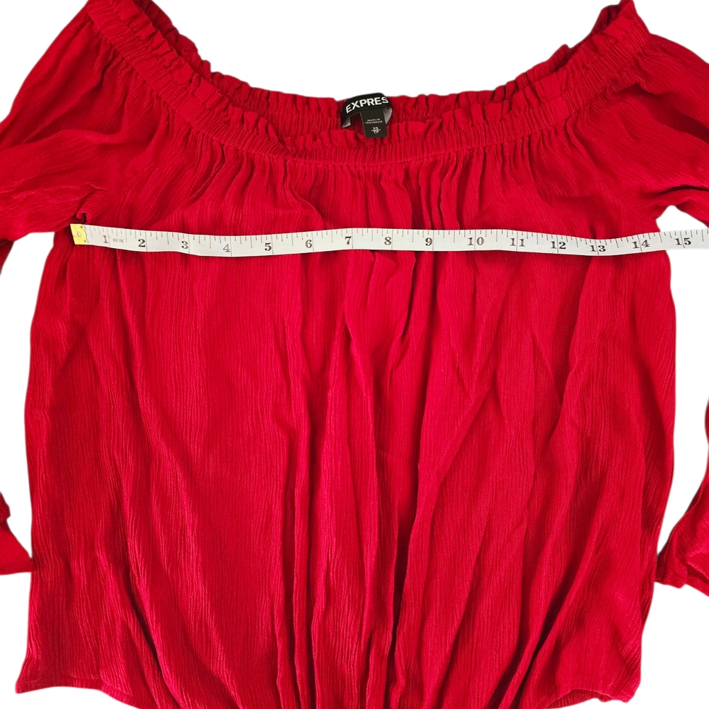 Express Women's Red Off-Shoulder Top - Picture 4 of 8